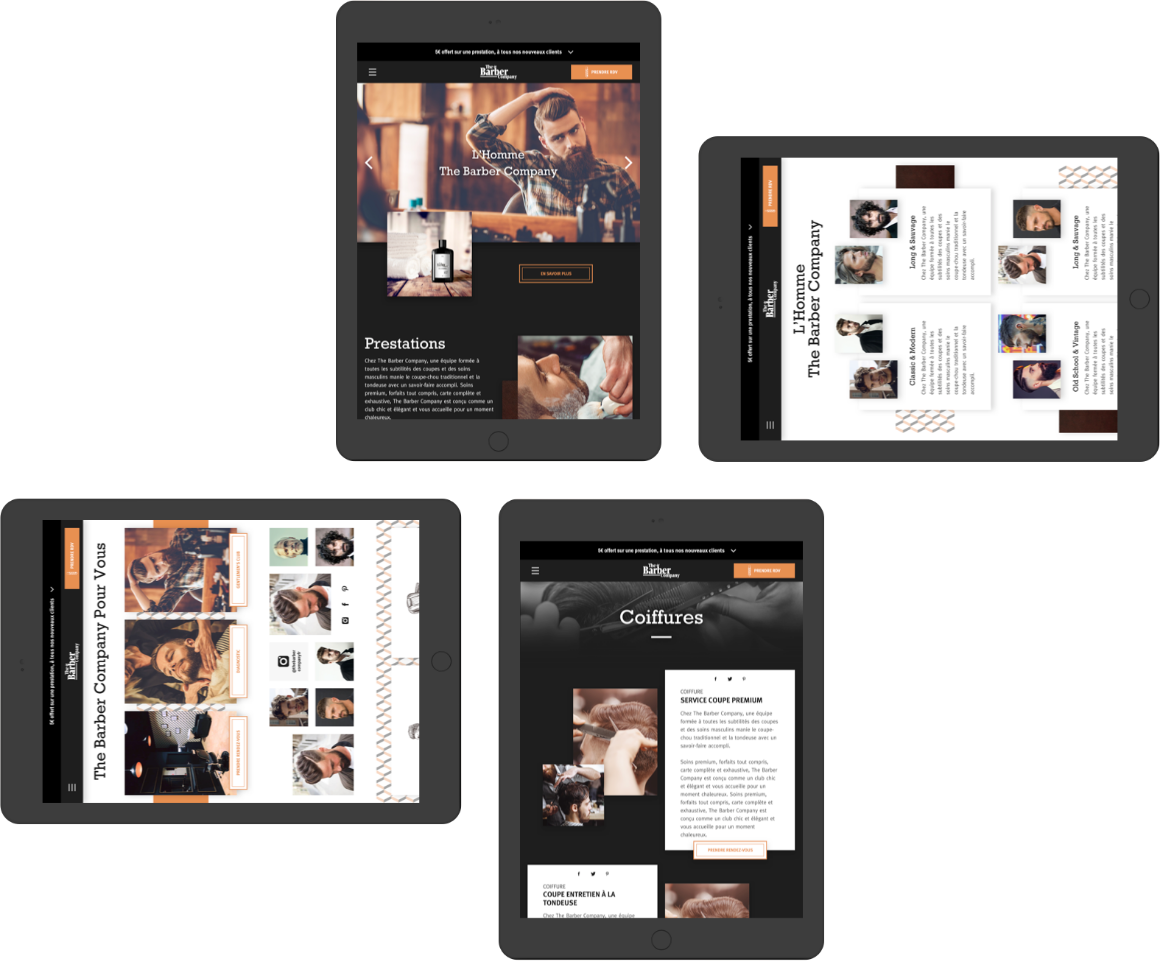 Interface tablette responsive The Barber Company